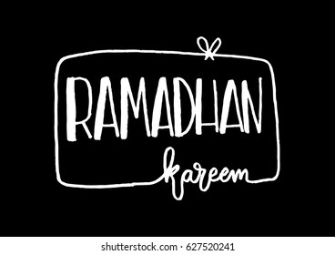 Ramadan kareem celebration greeting card. Hand lettering calligraphy.
