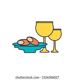 ramadan kareem chalice with bread vector illustration design
