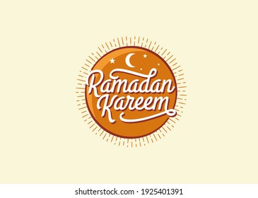 Ramadan Kareem con letras a mano en círculo Vector de fondo