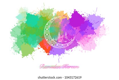 Ramadan Kareem  colorful ink style. Islamic background. Ramadan Kareem or Eid Mubarak greeting card, advertising or other your content.