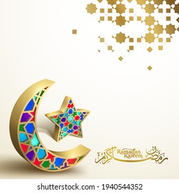 Ramadan Kareem colorful star and crescent illustration for islamic greeting