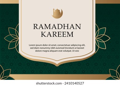 Ramadan Kareem concept banner frame, arab window on dark background with beautiful arabesque pattern