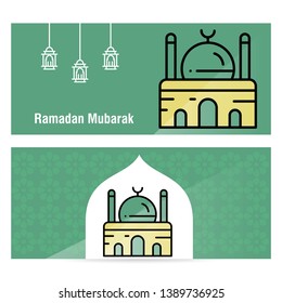 Ramadan Kareem concept banner with islamic  patterns .