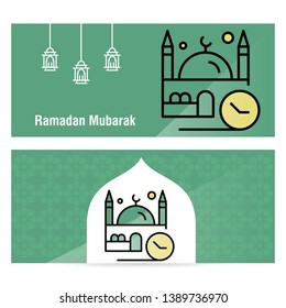 Ramadan Kareem concept banner with islamic  patterns .
