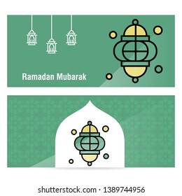 Ramadan Kareem concept banner with islamic  patterns .