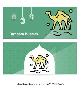 Ramadan Kareem concept banner with islamic  patterns .