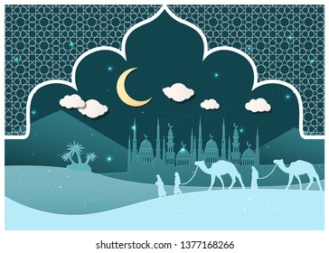 Ramadan Kareem concept banner, vector illustration.