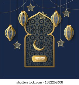 Ramadan Kareem concept banner, vector illustration.