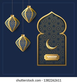 Ramadan Kareem concept banner, vector illustration.