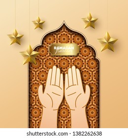 Ramadan Kareem concept banner, vector illustration.