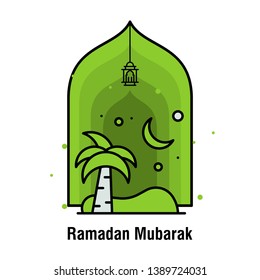 Ramadan Kareem concept banner, vector illustration.