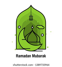 Ramadan Kareem concept banner, vector illustration.