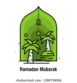 Ramadan Kareem concept banner, vector illustration.