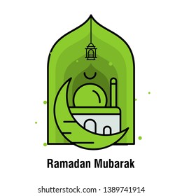 Ramadan Kareem concept banner, vector illustration.