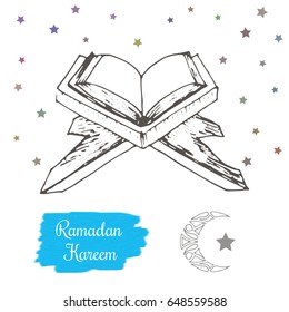 Ramadan kareem concept. Hand drawing vector image