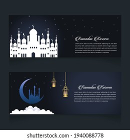 Ramadan Kareem Concept Square 
Banner with Islamic Geometric Patterns - Ramadan Wishing - Ramadan Kareem Greeting Card, Advertising, Discount, Poster