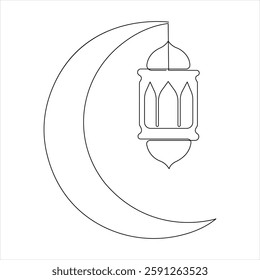  Ramadan Kareem continuous one line art drawing of Eid Mubarak Islamic decoration design outline vector 


