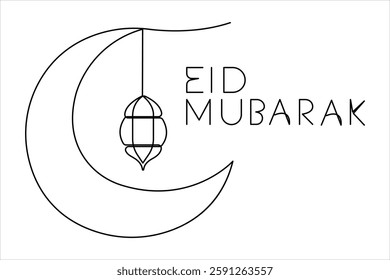  Ramadan Kareem continuous one line art drawing of Eid Mubarak Islamic decoration design outline vector 


