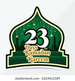 Ramadan Kareem Countdown 23 Tage bis zum Monat Ramadan Kareem, Islamisches Ramadan-Grünes Konzept