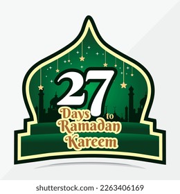 Ramadan Kareem Countdown 27 Tage bis zum Monat Ramadan Kareem, Islamisches Ramadan-Grünes Konzept