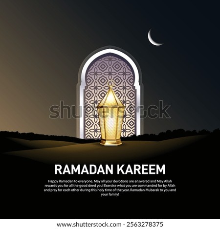 ramadan kareem creative banner, poster, social media post, postcard, background, greetings card, backdrop, template design etc. Vector background for holy month of muslim community Ramadan Kareem.