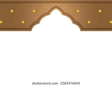 Ramadan Kareem creative border illustration. Islamic gradient background banner for Eid Mubarak. Translation: "Design for the fasting month of Muslims".