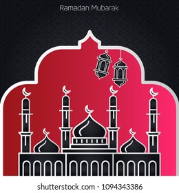 Ramadan Kareem creative design with red background vector 