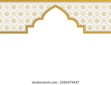 Ramadan Kareem creative golden border illustration. luxury Islamic background banner for Eid Mubarak. Translation: "Design for the fasting month of Muslims".