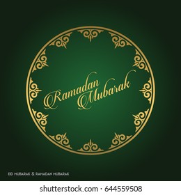 Ramadan Kareem Creative typography in an Islamic Circular Design on a Green Background