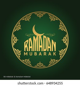 Ramadan Kareem Creative typography in an Islamic Circular Design on a Green Background