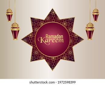 Ramadan kareem creative vector illustration and background with flat lantern on creaative background
