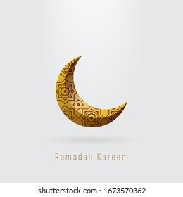 ramadan kareem crescent moon with islamic ornament design vector