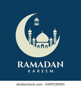 Ramadan kareem crescent moon and mosque