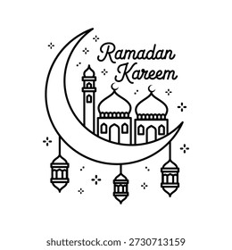 Ramadã Kareem crescente lanternas da mesquita da lua