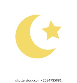Ramadan kareem crescent moon and star element vector White Background. Vector Illustration object design element for ramadan month.