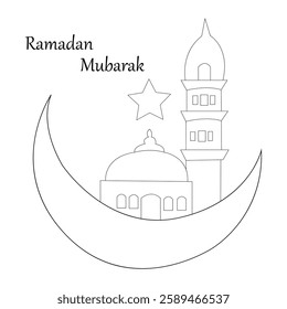 Ramadan Kareem Crescent with Night Stars