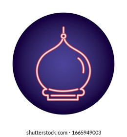 ramadan kareem cupule neon light style icon vector illustration design