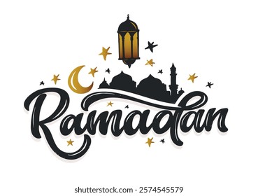 Ramadan kareem. Cute hand drawn doodle lettering quote. Lettering for t-shirt design, mug print, bag print, clothes fashion. 100% hand drawn vector image.