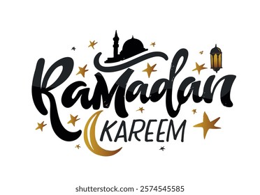 Ramadan kareem. Cute hand drawn doodle lettering quote. Lettering for t-shirt design, mug print, bag print, clothes fashion. 100% hand drawn vector image.