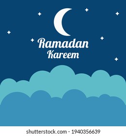 Ramadan Kareem cute illustration simple night star