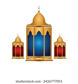 Ramadan kareem decoration with golden islamic lamp ornment