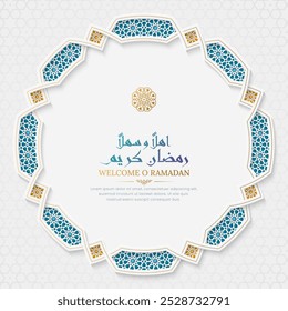 Ramadã Kareem post decorativo de mídia social com fronteira e padrão intrincados