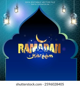 Ramadan Kareem Design: 3D Golden Islamic Ornaments for Social Media post, Cards, and Banners.