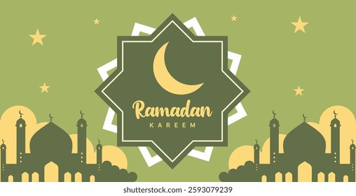 Ramadan Kareem Design Background. abstract Vector Illustration for greetings card, poster and banner. design with mosque, moon and stars