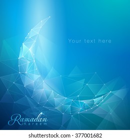 Ramadan Kareem design background geometric crescent islamic symbol - Translation of text : Ramadan Kareem - May Generosity Bless you during the holy month