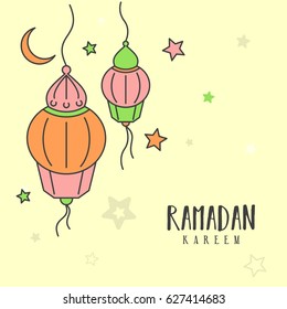 Ramadan Kareem Design Background for Holy Month of Muslim Community Festival. Vector Illustration for greeting card, poster and banner.
