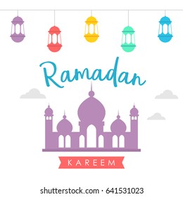 Ramadan Kareem Design Background for Holy Month of Muslim Community Festival. Vector Illustration for greeting card, poster and banner.

