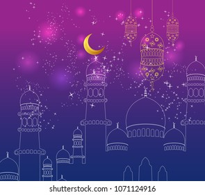Ramadan Kareem Design Background. Illustration for greeting card, poster and banner