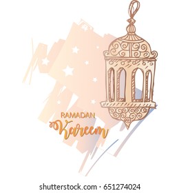Ramadan Kareem Design Background with Lamp Arabic.