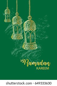 Ramadan Kareem Design Background with lenterns.